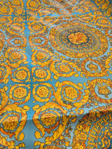 Baroque Style Satin Blue Yellow Fabric 134cm x 10m6