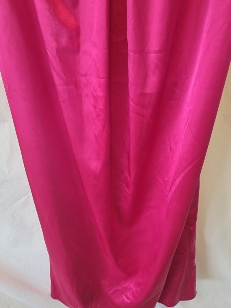 Juniper & Sage Satin Hot Pink Pleat Strapless Evening Bridesmaid Dress Sz 123