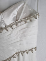 Imoda Ivory Chiffon Sweethear Ruched Crystal Diamante Beaded Wedding Dress Sz 1012