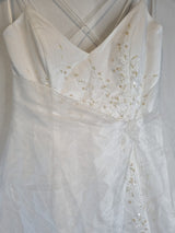 Imoda White Satin Organza Beaded Embroidered Wedding Dress Sz 146