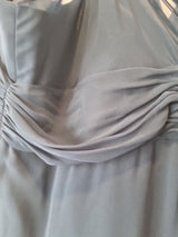 Imoda Navy Blue Chiffon Ruched Braid-strap Evening Bridesmaid Maxi Dress Sz 288