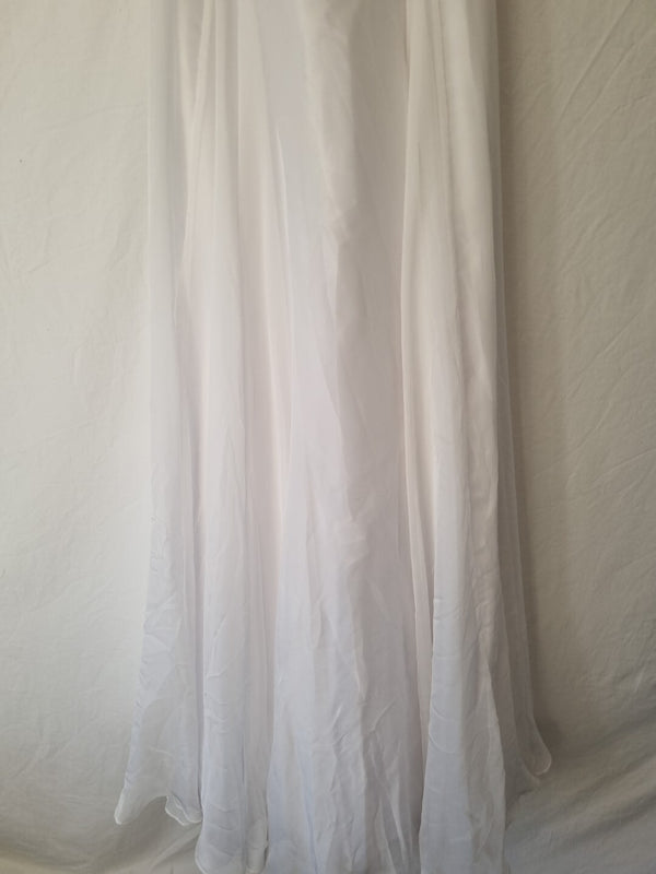 Imoda White Chiffon Sweetheart Beaded Strapless Empire Wedding Dress Sz 81