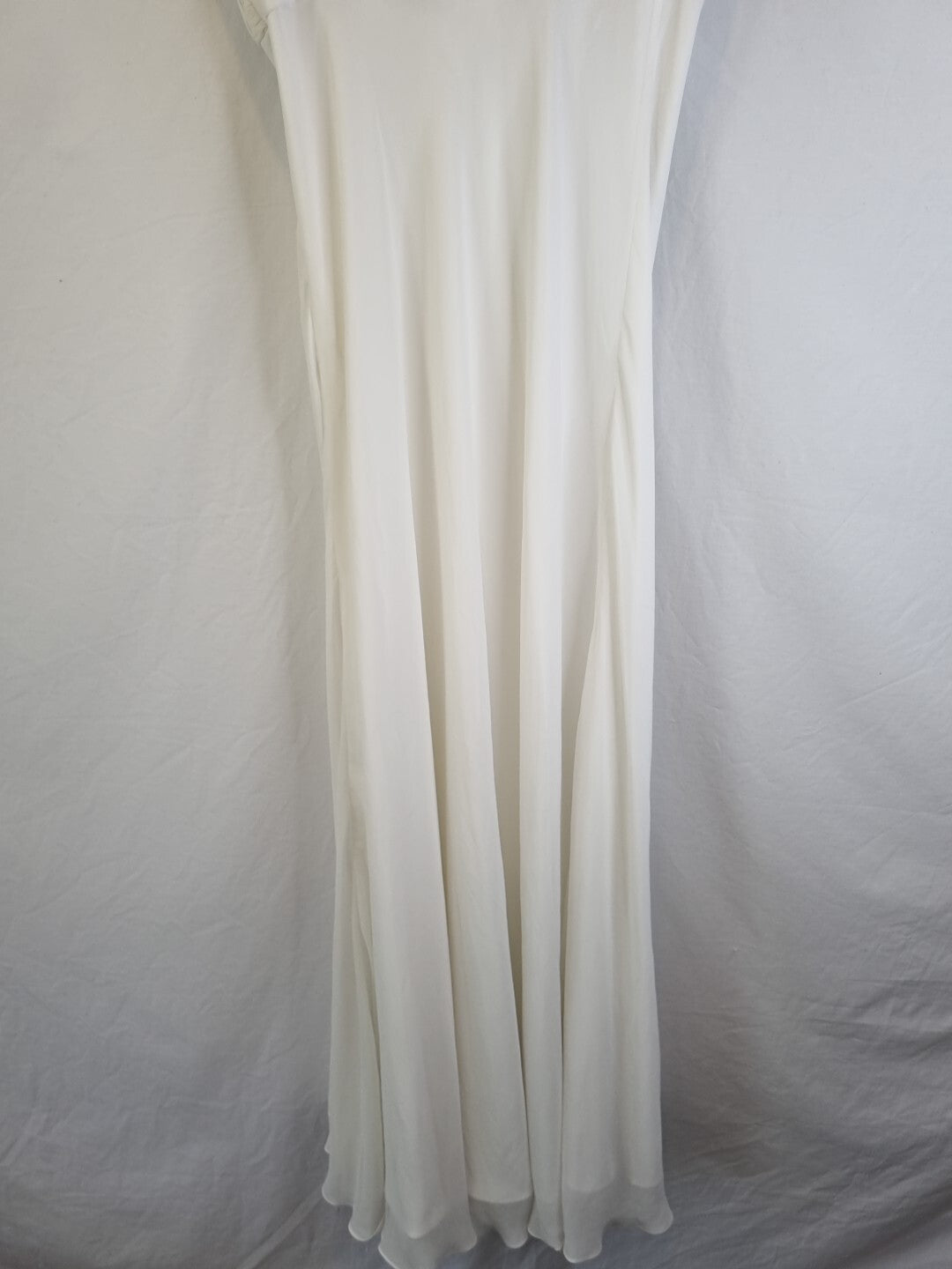 Imoda Ivory Chiffon Sweetheart Ruched Crystal Beaded Wedding Dress Sz 1010
