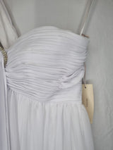 Imoda White Chiffon Ruched Crystal One Shoulder Empire Wedding Dress Sz 125