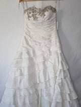 Imoda Ivory Taffeta Sweetheart Ruched Bead Full A-line Train Wedding Dress Sz 102