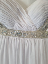 Imoda White Chiffon Sweetheart Beaded Ruched Empire Wedding Dress Sz 85