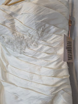 Imoda Ivory Ruched Beaded Embroidered Puckered Wedding Dress Sz 104