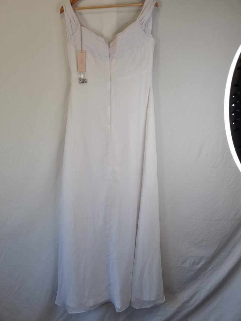 Imoda White Chiffon Sweetheart Off Shoulder Beaded Crystal Wedding Dress Sz 148