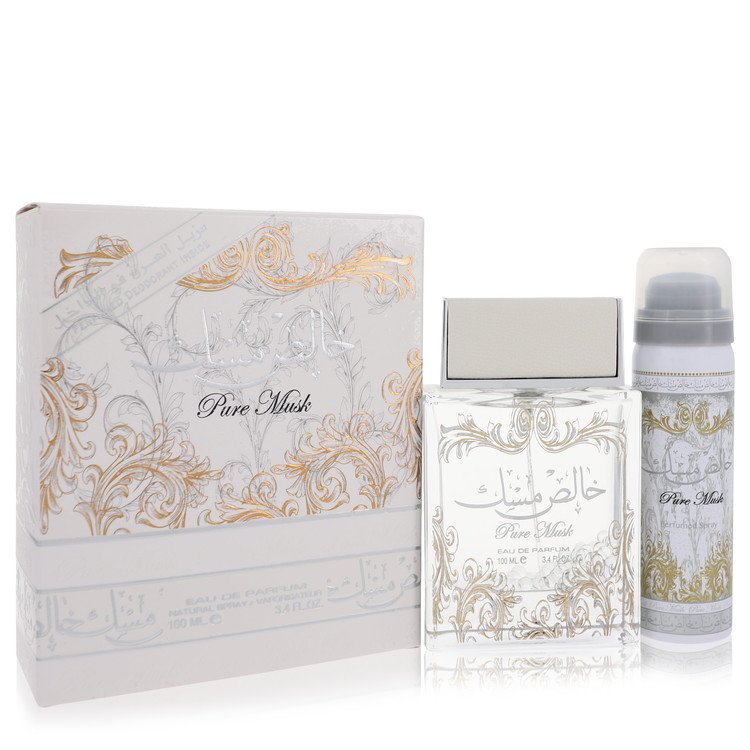 Lattafa Pure Khalis Musk by Lattafa Eau De Parfum Spray Plus 1.7 Deodorant Spray (Manufacturer Filled) 3.4 oz for Women
