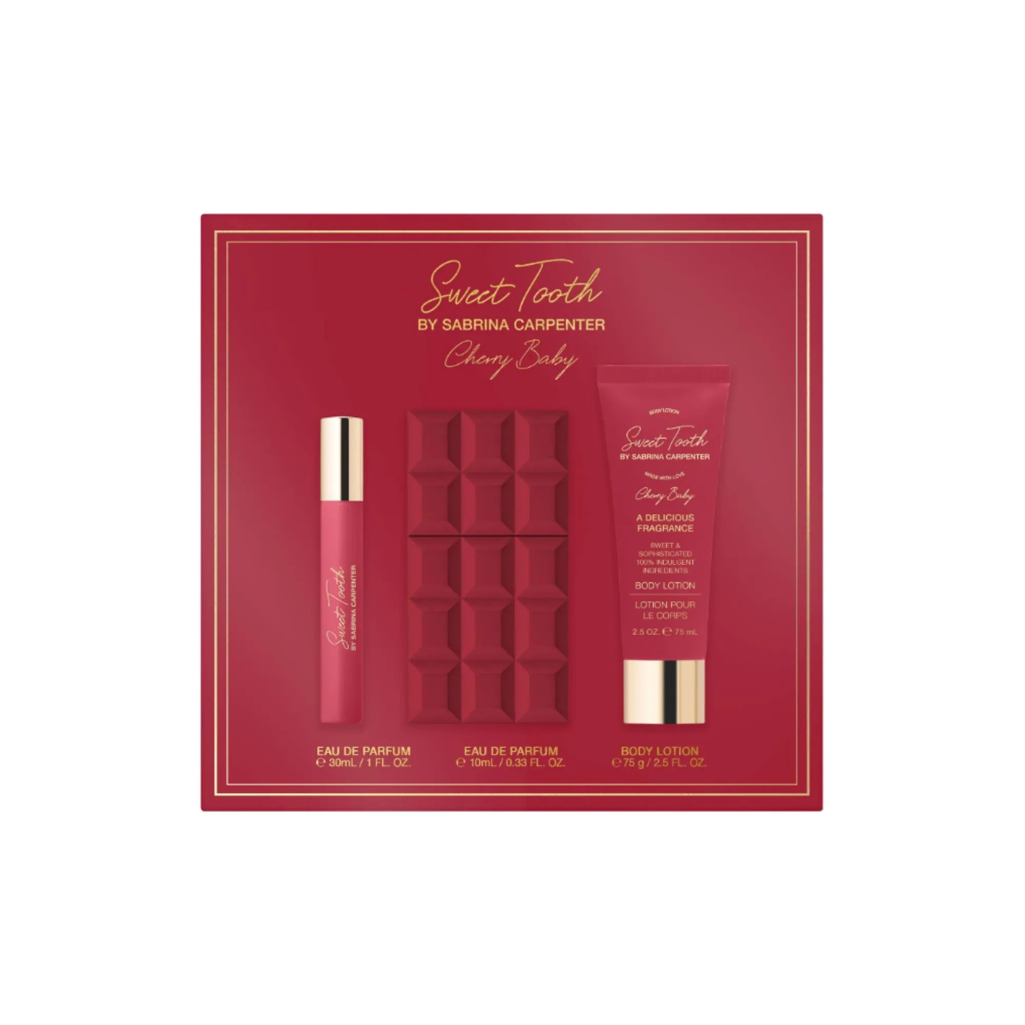 Sabrina Carpenter Sweet Tooth Cherry Baby Eau De Parfum Spray 30ml + 10ml + Body Lotion 75ml Gift Set