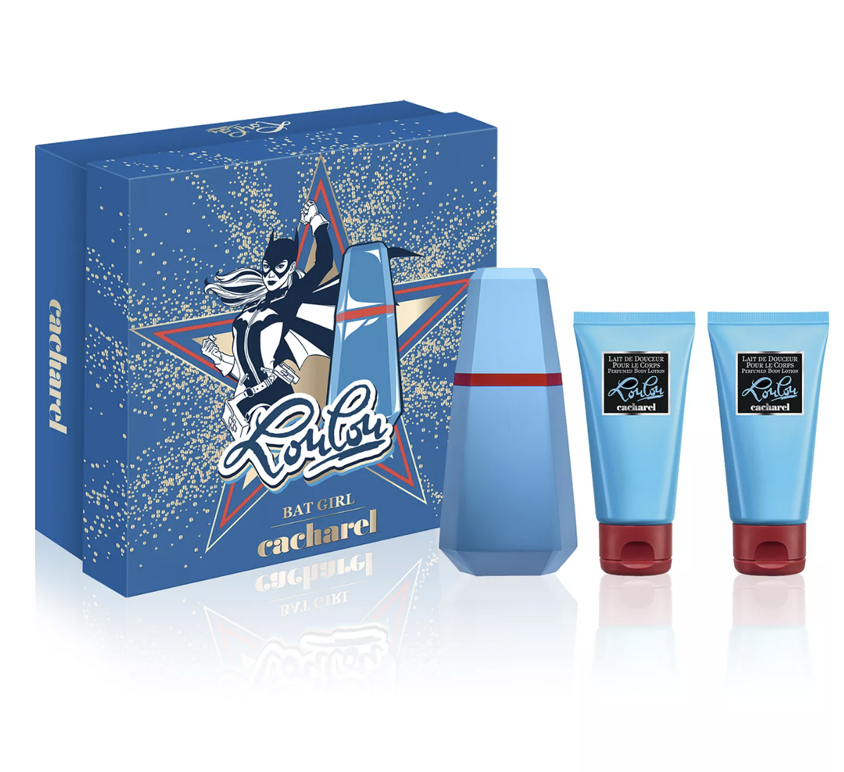 Cacharel Lou Lou Eau De Parfum Spray 50ml + 2 x Body Lotion 50ml Batgirl Gift Set