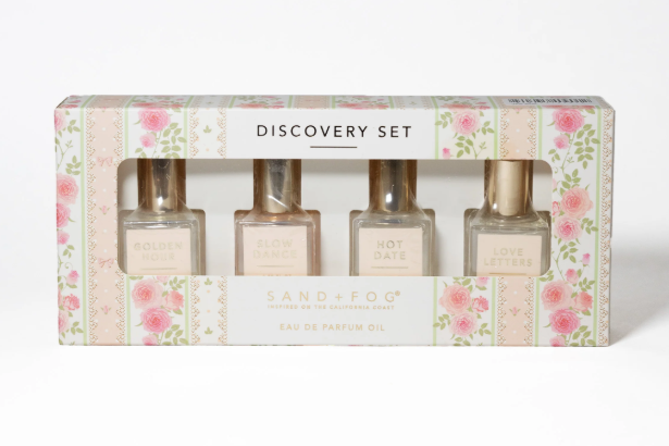 Sand + Fog Eau De Parfum Oil Rollerball Set 4 x 10ml Golden Hour, Slow Dance, Hot Date, Love Letters