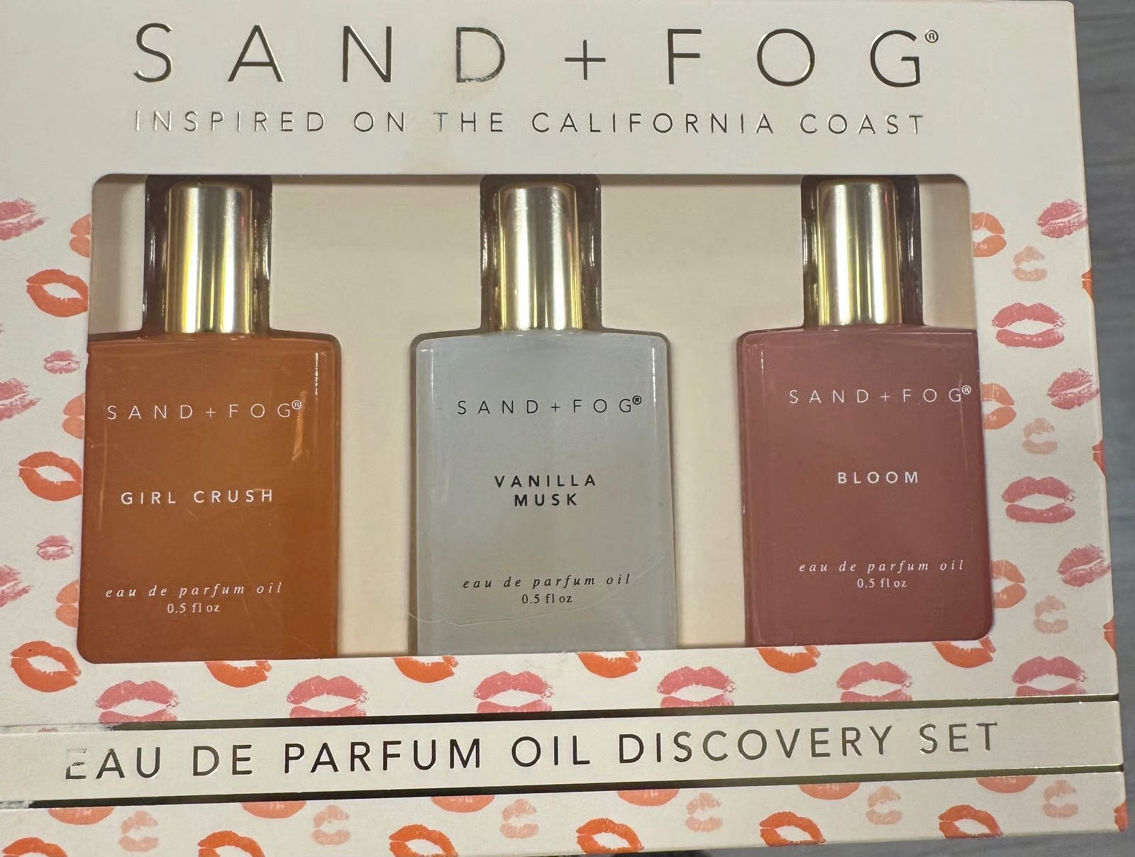 Sand + Fog Eau De Parfum Oil Set 3 x 15ml Rollers Girl Crush, Vanilla Musk, Bloom
