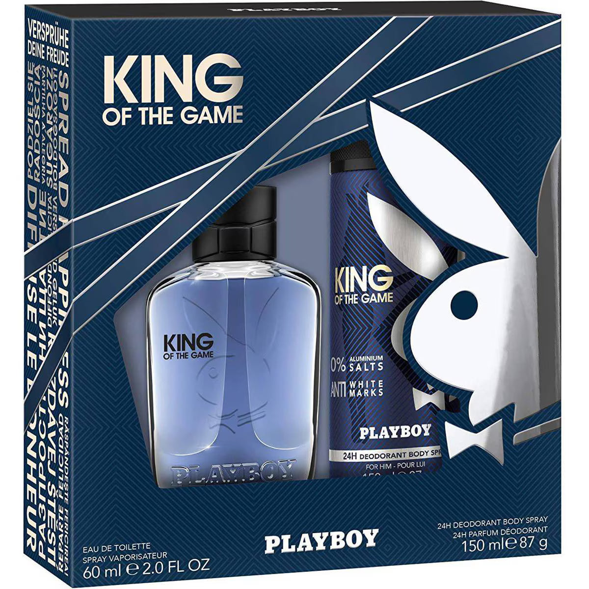 Playboy King Of The Game Eau De Toilette Spray For Him 100ml + Deodorant Spray 150ml Gift Set (Discontinued)
