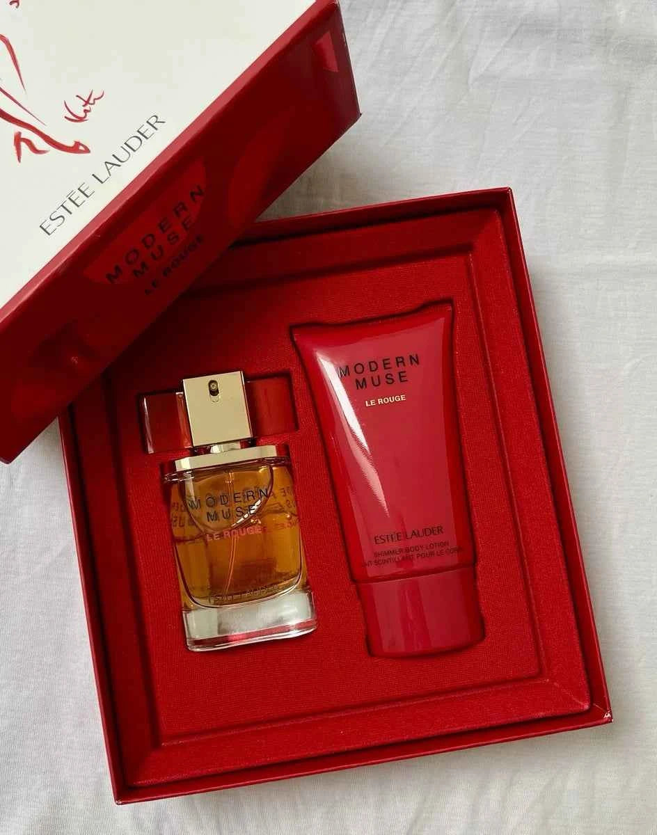 Estee Lauder Modern Muse Le Rouge Eau De Parfum Spray 30ml + Body Lotion 75ml Gift Set (Discontinued, Rare)