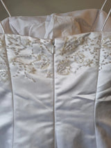 iModa White Satin Sequin Beaded Pleated Strap Wedding Deb Dress Size 8