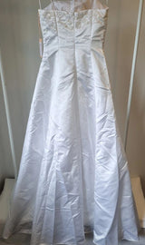 iModa White Satin Sequin Beaded Pleated Strap Wedding Deb Dress Size 8