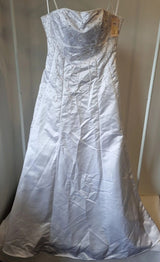 iModa White Strapless Satin Beaded Diamante A-line Deb Wedding Dress Size 10