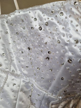iModa White Strapless Satin Beaded Diamante A-line Deb Wedding Dress Size 10
