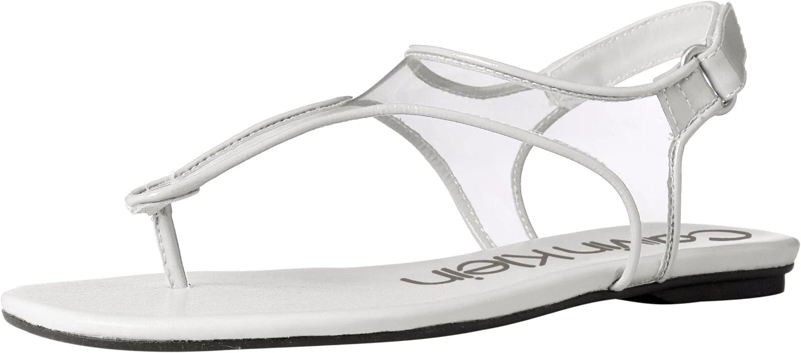 Calvin Klein Shilo Clear Mesh Soft White Patent Summer Sandal E6708 Size 41