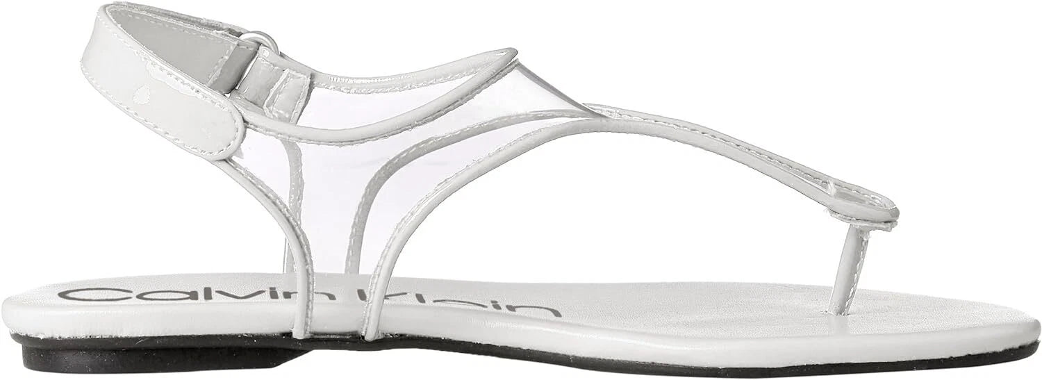 Calvin Klein Shilo Clear Mesh Soft White Patent Summer Sandal E6708 Size 39