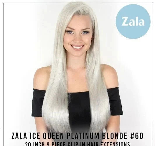 Zala Hair Extensions 100% Remy Human Hair Halo 20" Ice Queen Platinum 180g