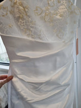 iModa White Satin Sequin Beaded Pleated Strap Wedding Deb Dress Size 8